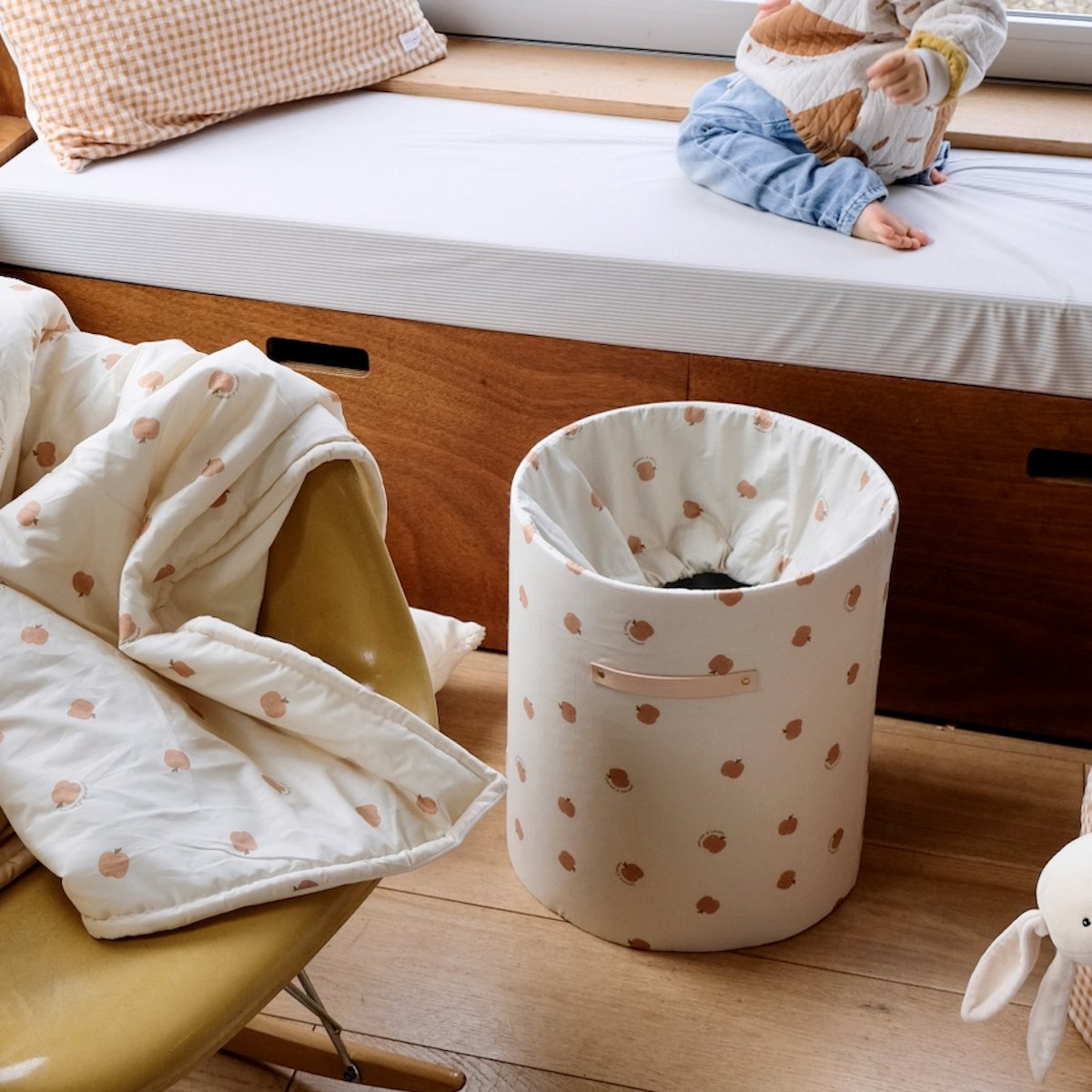 grand panier de rangement chambre d'enfants bebe enfant motif pomme d'amour