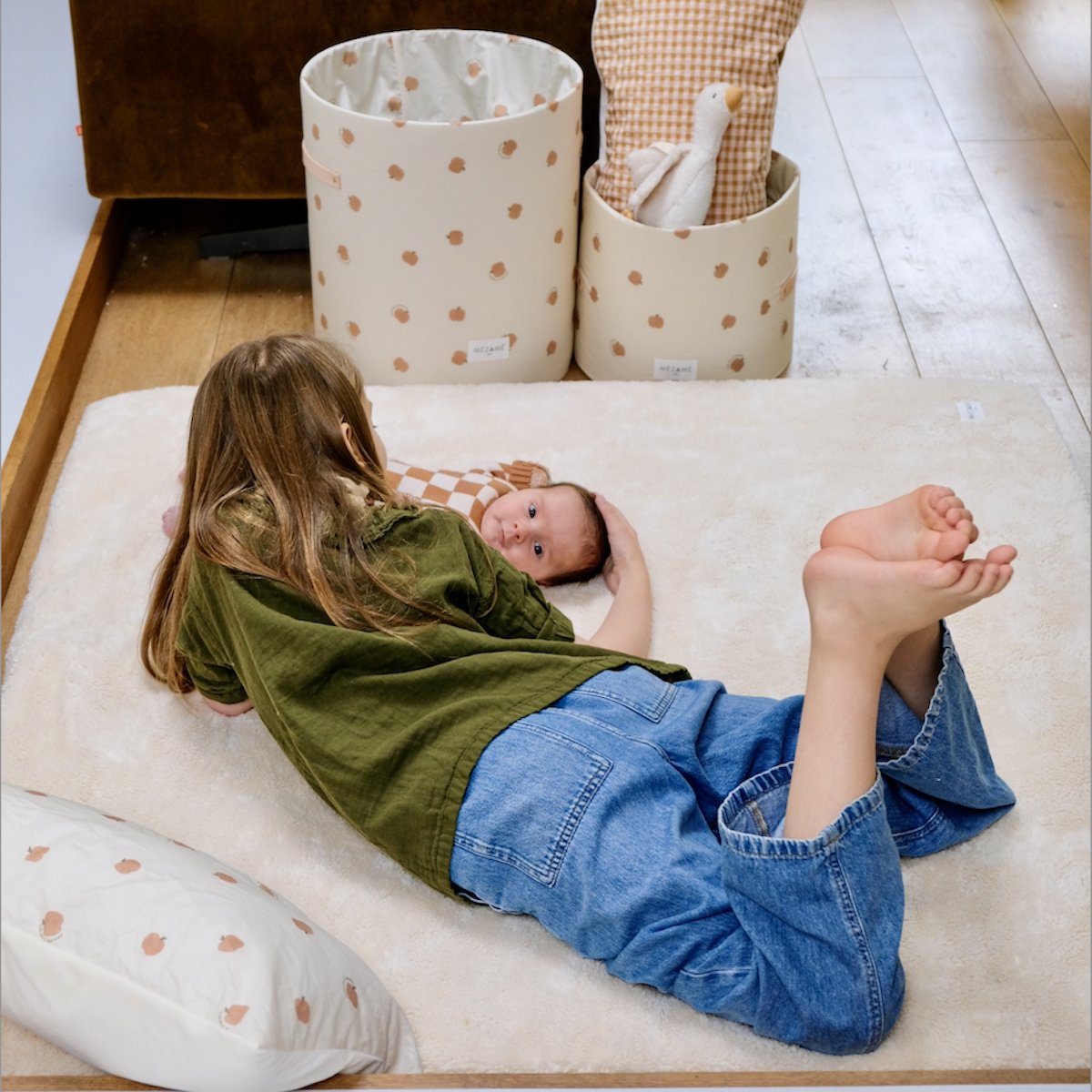 maxi panier de rangement chambre d'enfants bebe enfant motif pomme