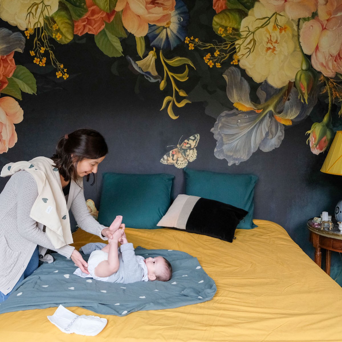 maxi lange gaze de coton bébé motif coeur