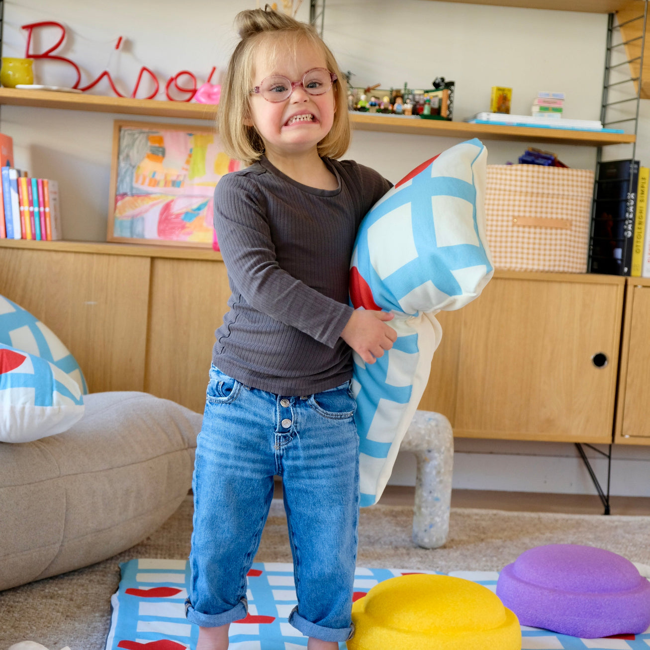 coussin décoration parents enfants tout doux bisous bouche
