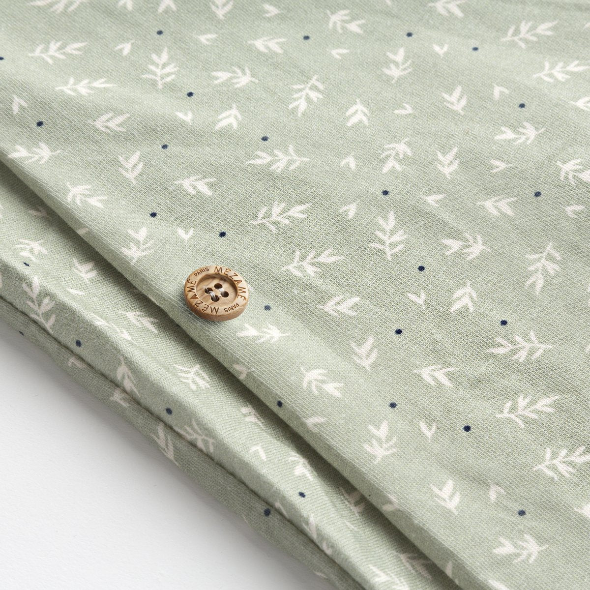 parure linge de lit bébé enfant en jersey tout doux coloris sauge zip et boutons