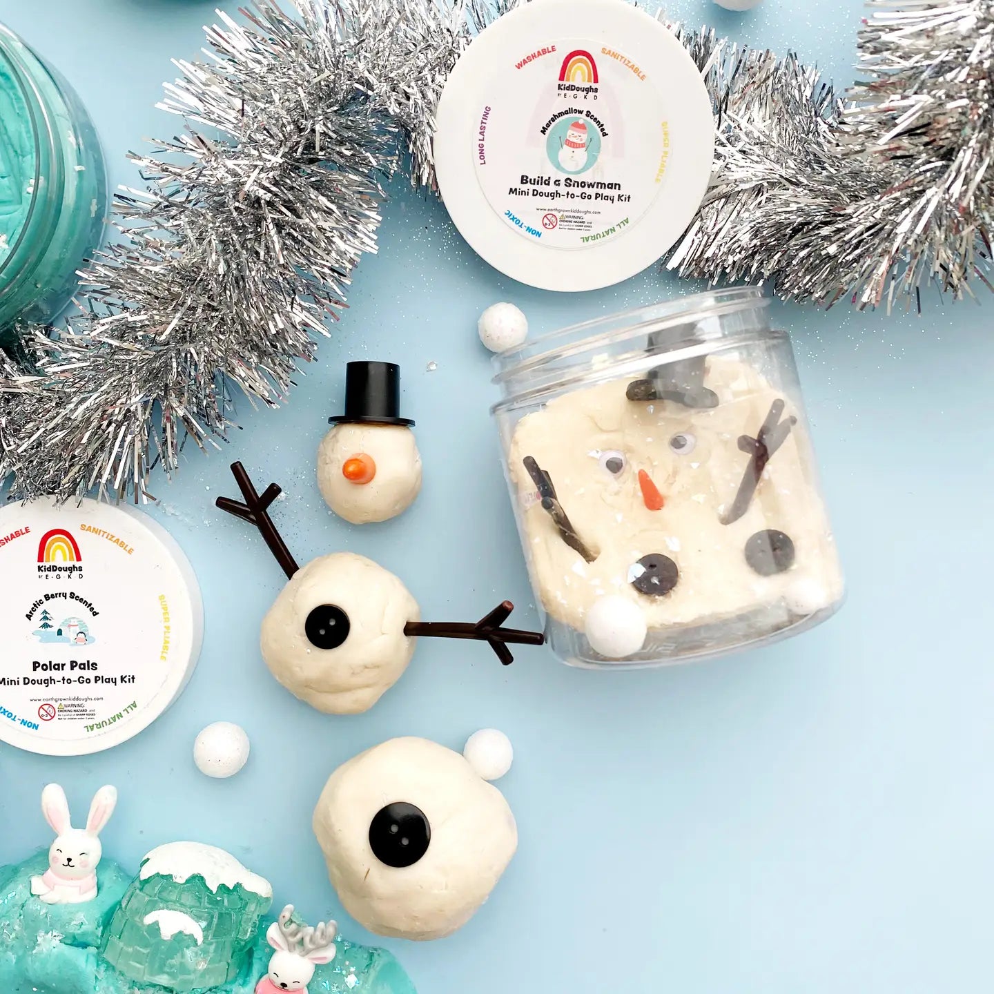Kit Bricolage Noël Enfants – 12 Petits Bonhommes De Neige En Pâte à Modeler Auto-durcissante