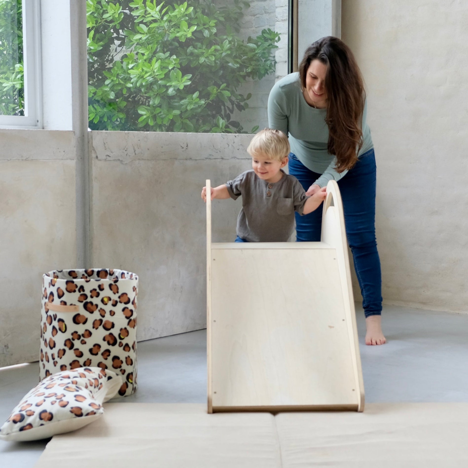 maxi panier de rangement jouets enfants chambres motif léopard 