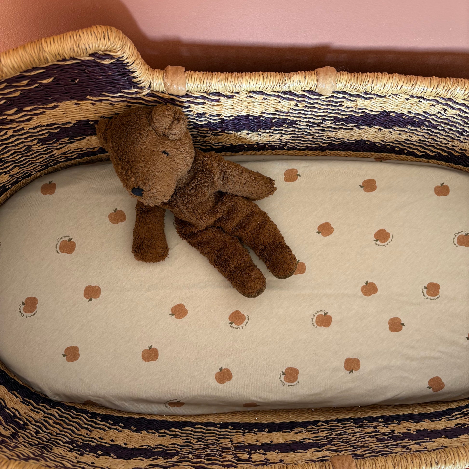 draps matelas à langer motif pomme d'amour