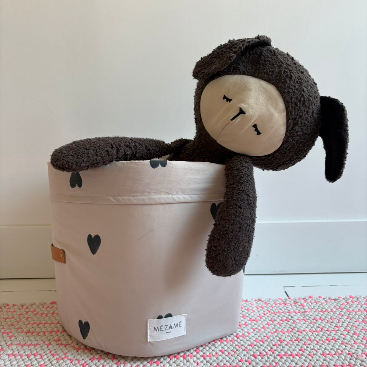 petit panier chambre enfant motif coeur 