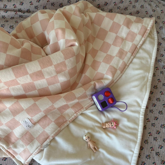 couverture maxi confort damier rose barbe à papa