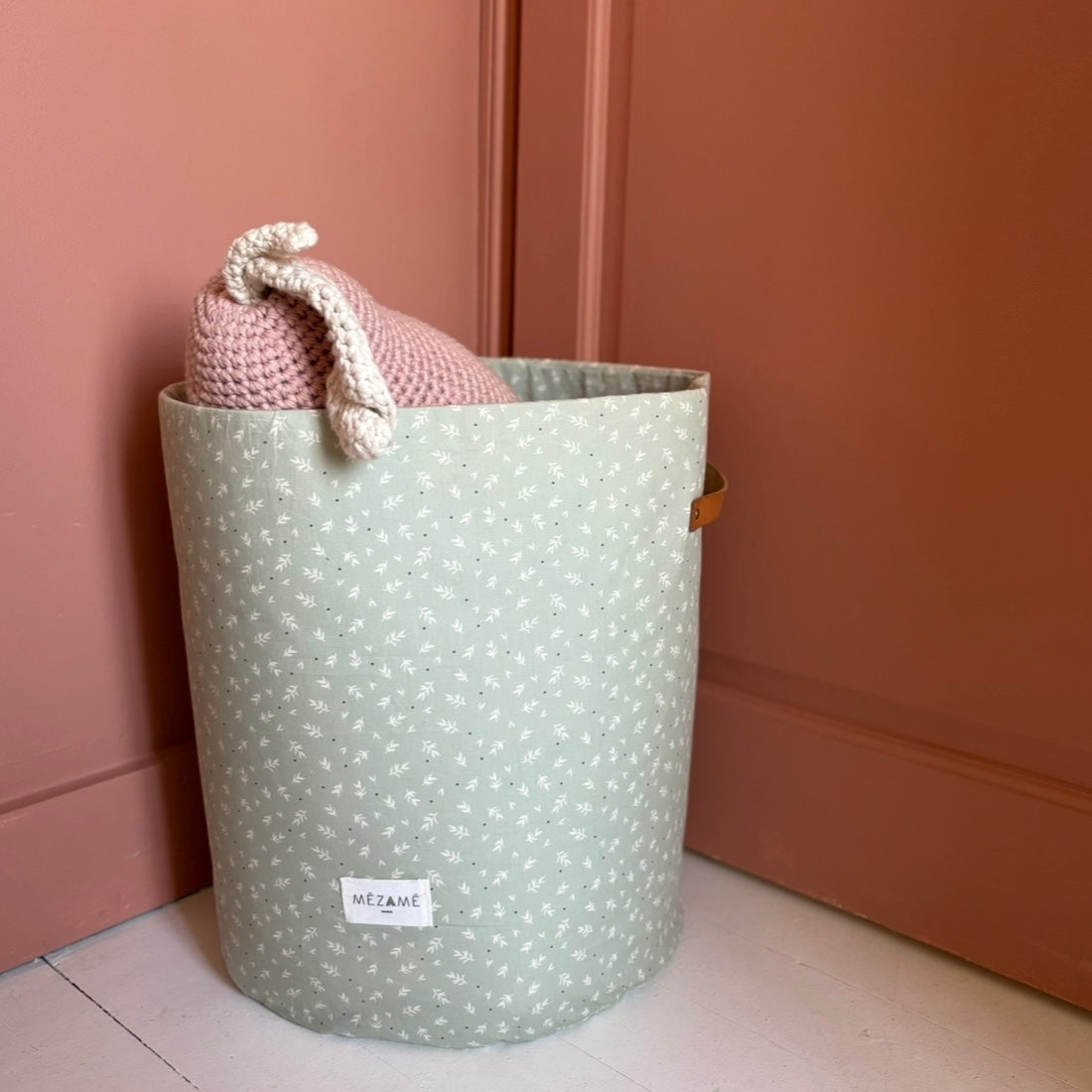 panier rangement sauge vert pratique grand format 