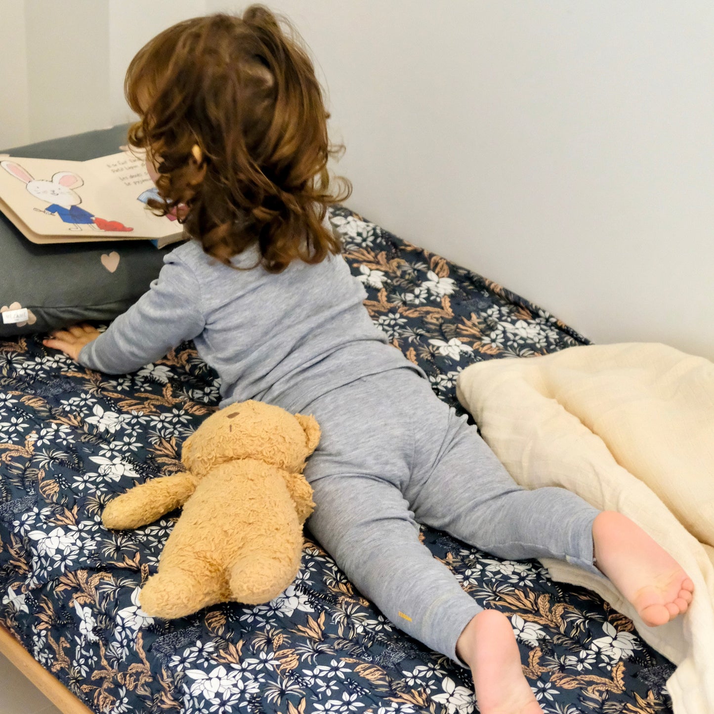 coton bio motif végétal drap housse enfant