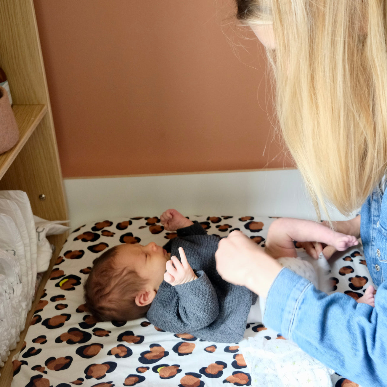 housse jersey matelas a langer change bébé leopard