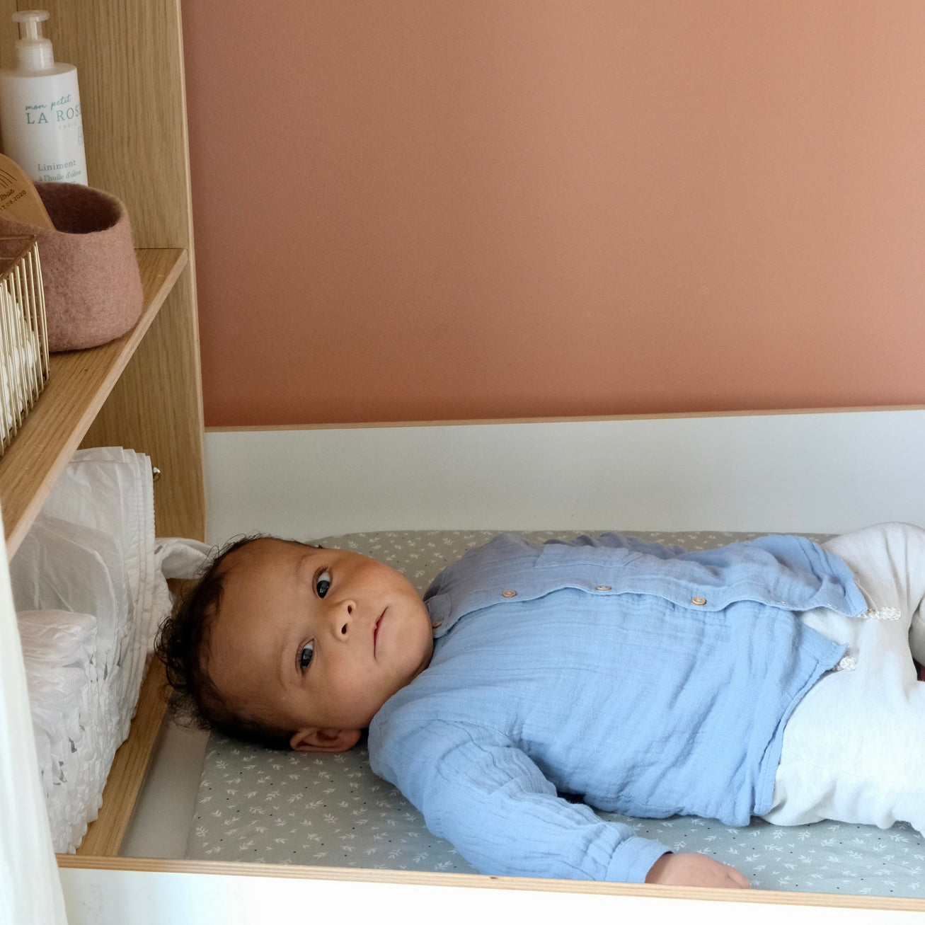 housse matelas à langer jersey doux cueillette sauge 