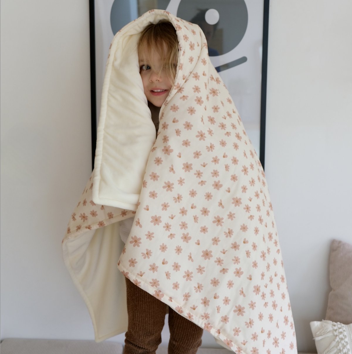 couverture enfant toute douce fleuri 