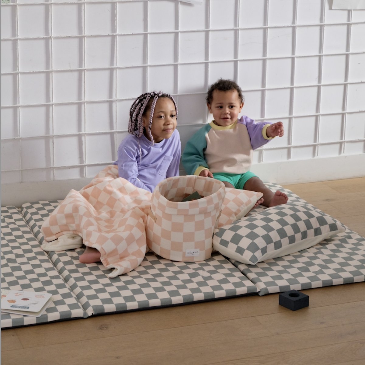 couverture toute douce bébé enfants  damier rose