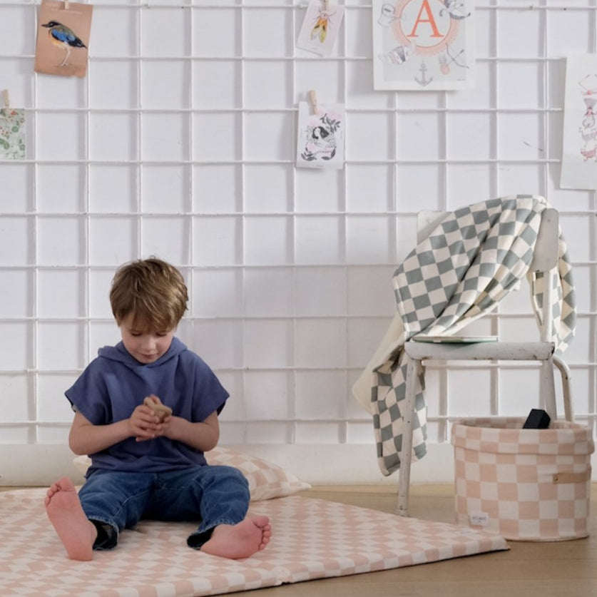 couverture  bébé toute douce motif damier vert