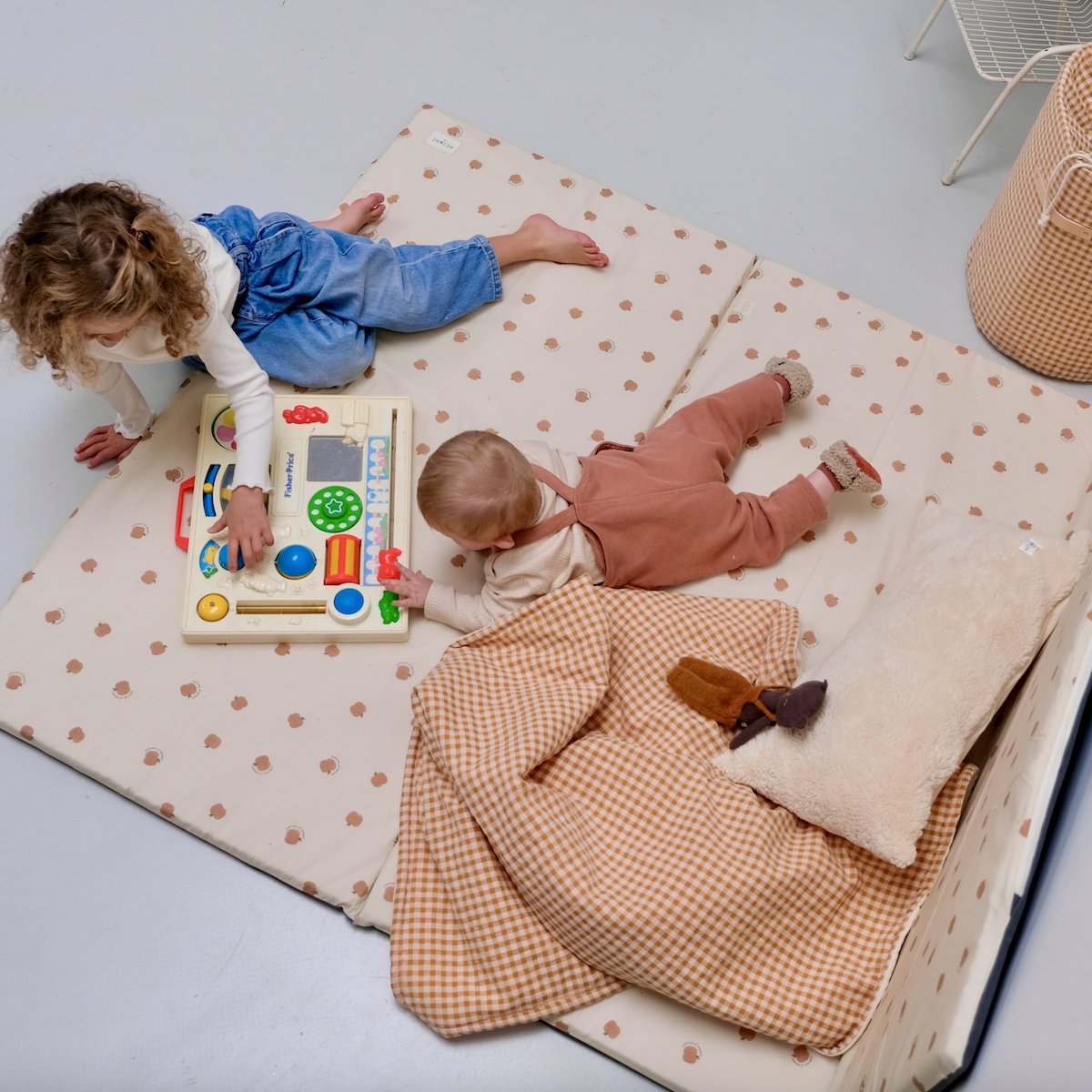 couverture  bebe enfant vichy colori caramel 