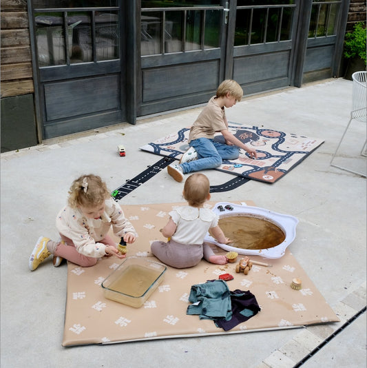 housse waterproof à enfiler pour tapis d eveil  motricite bebe enfant waterproof imprimé aire de jeux beige