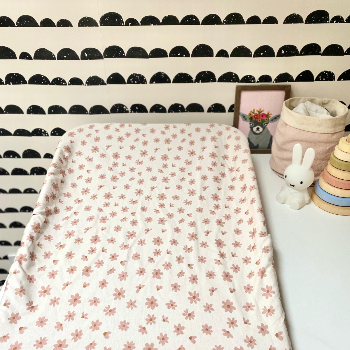  housse matelas à langer et de change jersey bebe enfant fleuri rose