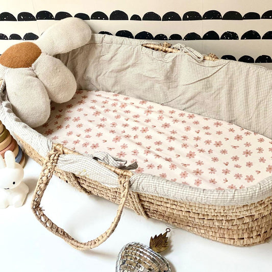 draps housse matelas à langer et de couffin jersey bebe enfant fleuri rose