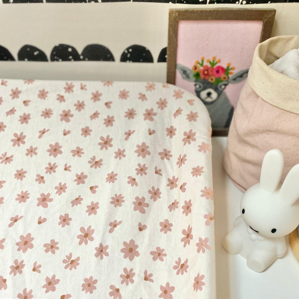 draps housse matelas à langer et de change jersey bebe enfant fleuri rose