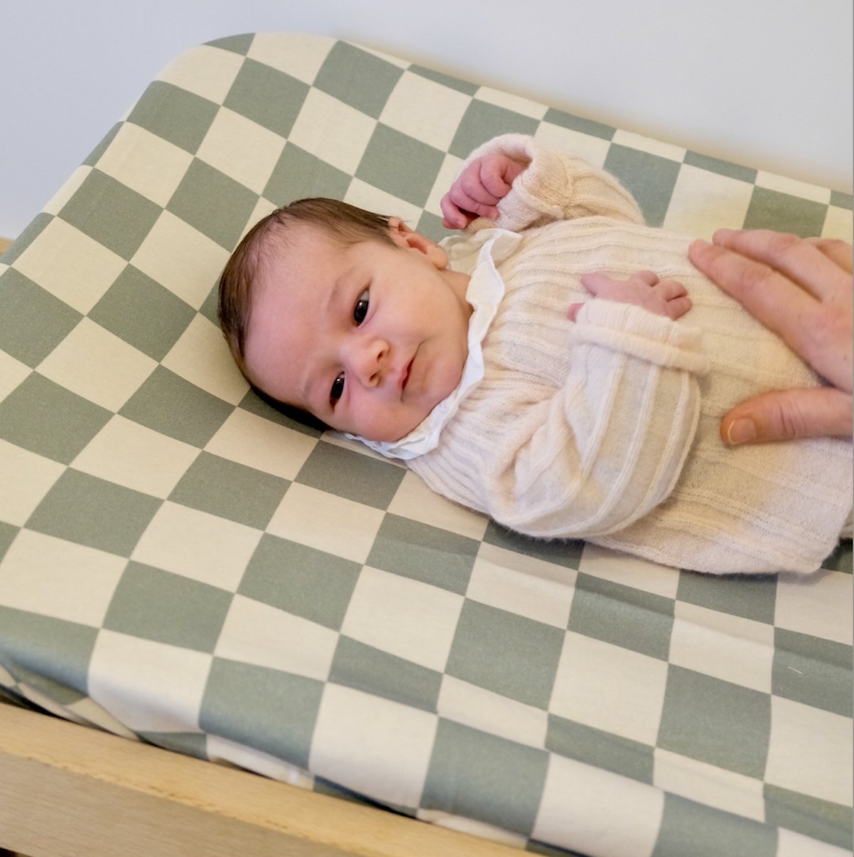 drap housse matelas à langer et de change jersey tout doux damier vert