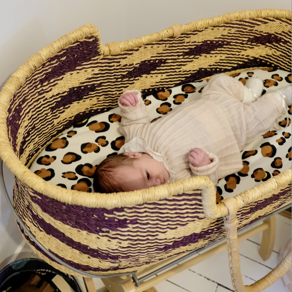 housse matelas à langer et couffin en jersey imprimé leopard