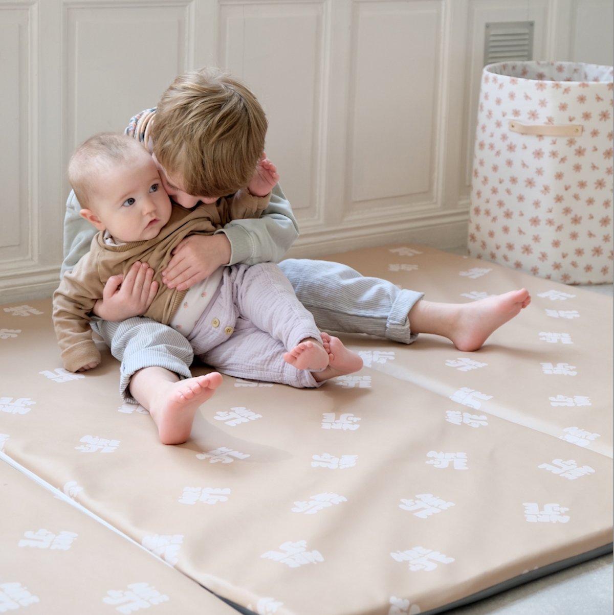 housse pour tapis d eveil motricite et jeux bebe enfant waterproof imprimé air de je beige 