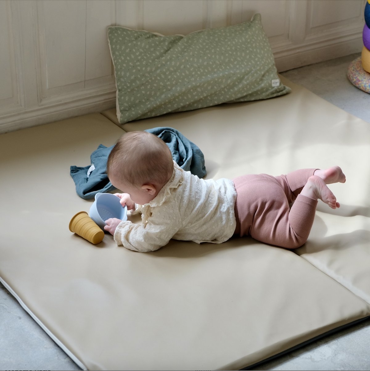 housse waterproof pour tapis d eveil motricite DIY bebe enfant 
uni beige 