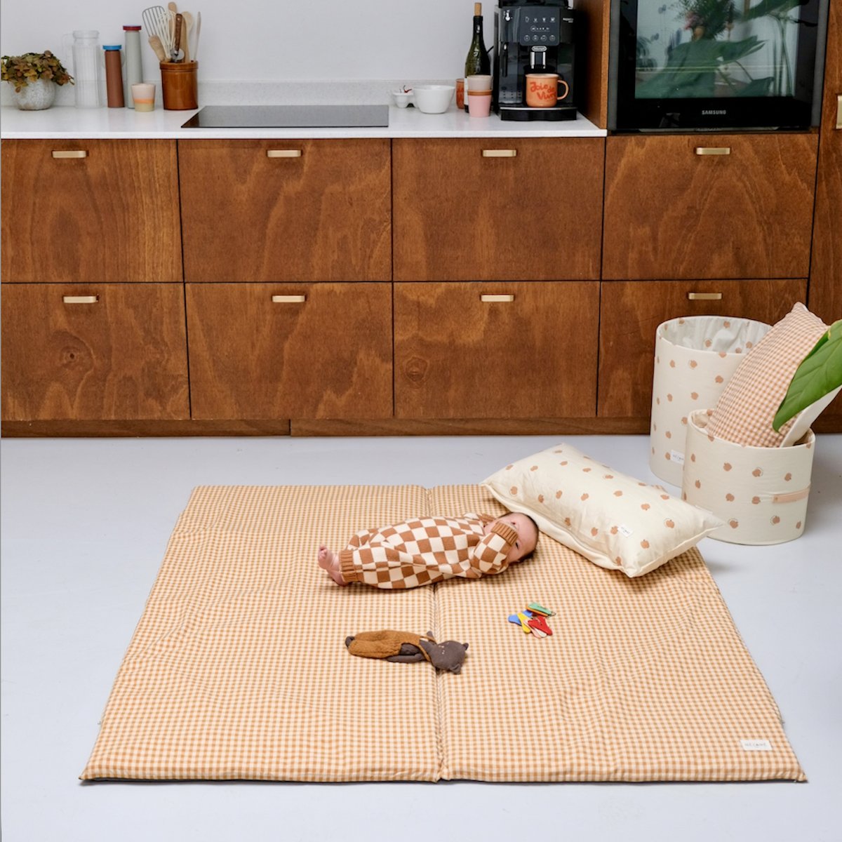 housse de tapis d eveil motricite et jeux bebe enfant vichy colori caramel 