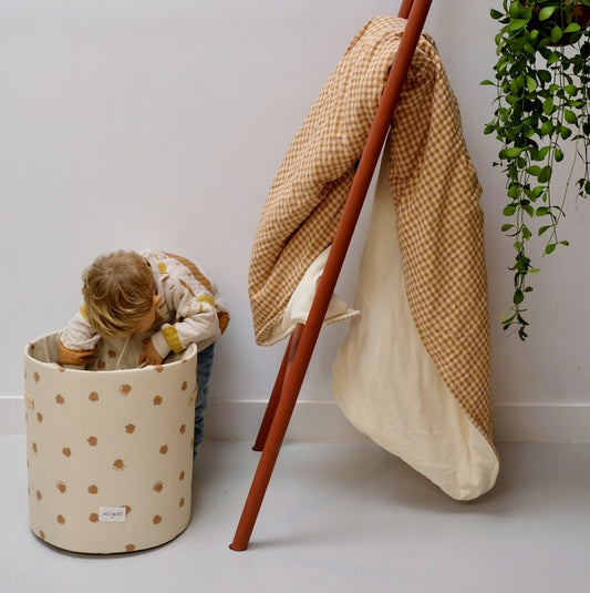 maxi couverture douce parents vichy colori caramel 