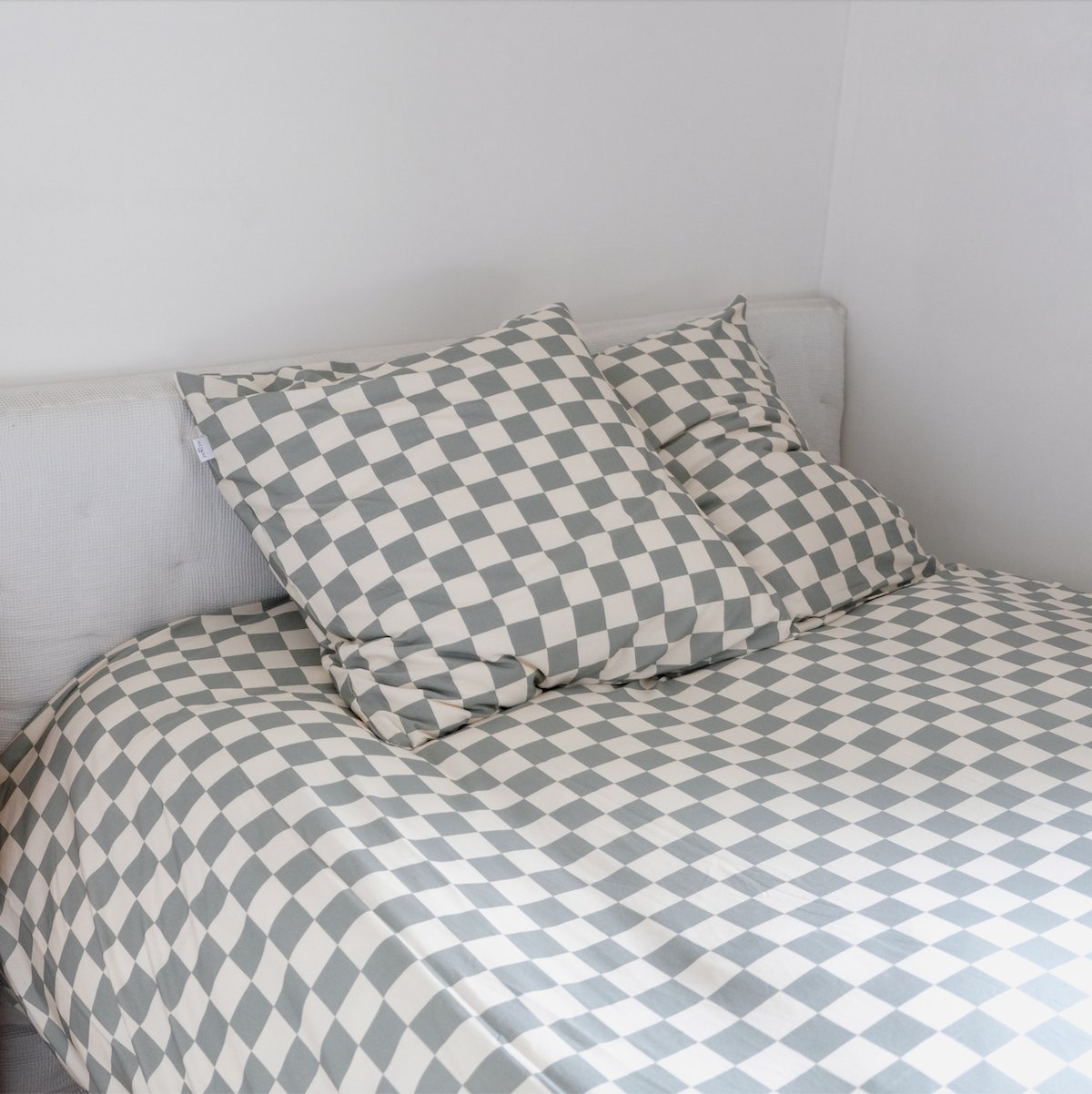 parure linge de lit adulte jersey tout doux damier vert