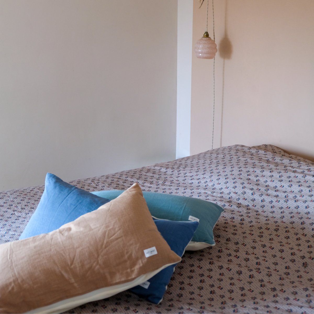 parure linge de lit adulte jersey tout doux imprimé fleurs et carreaux cottage