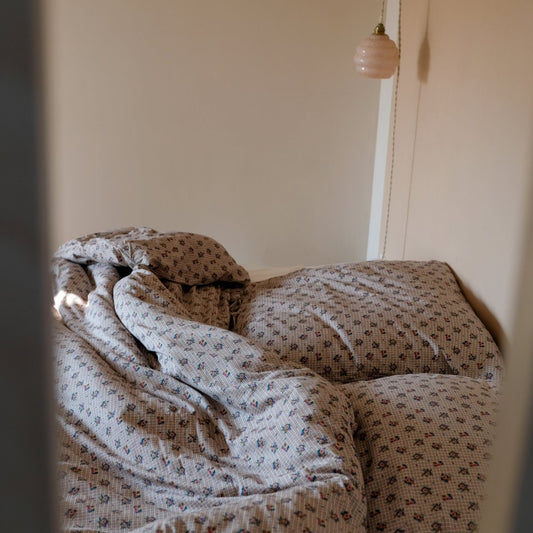 parure linge de lit adulte jersey tout doux imprimé fleurs et carreaux dans de beaux draps