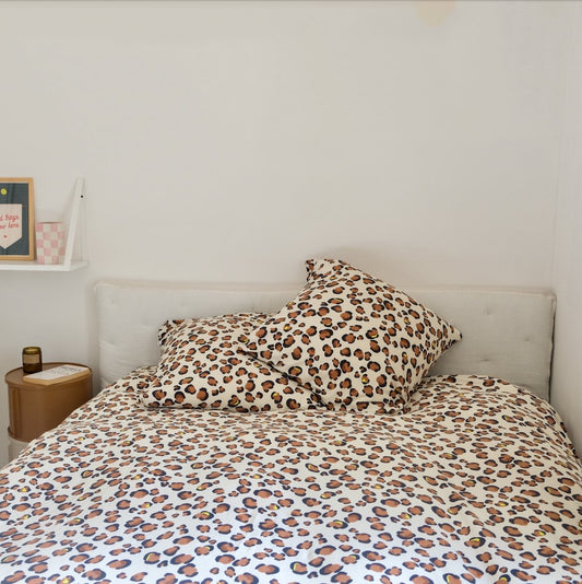 parure linge de lit adulte en jersey motif leopard