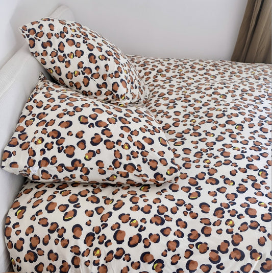 linge de lit adulte en jersey motif leopard