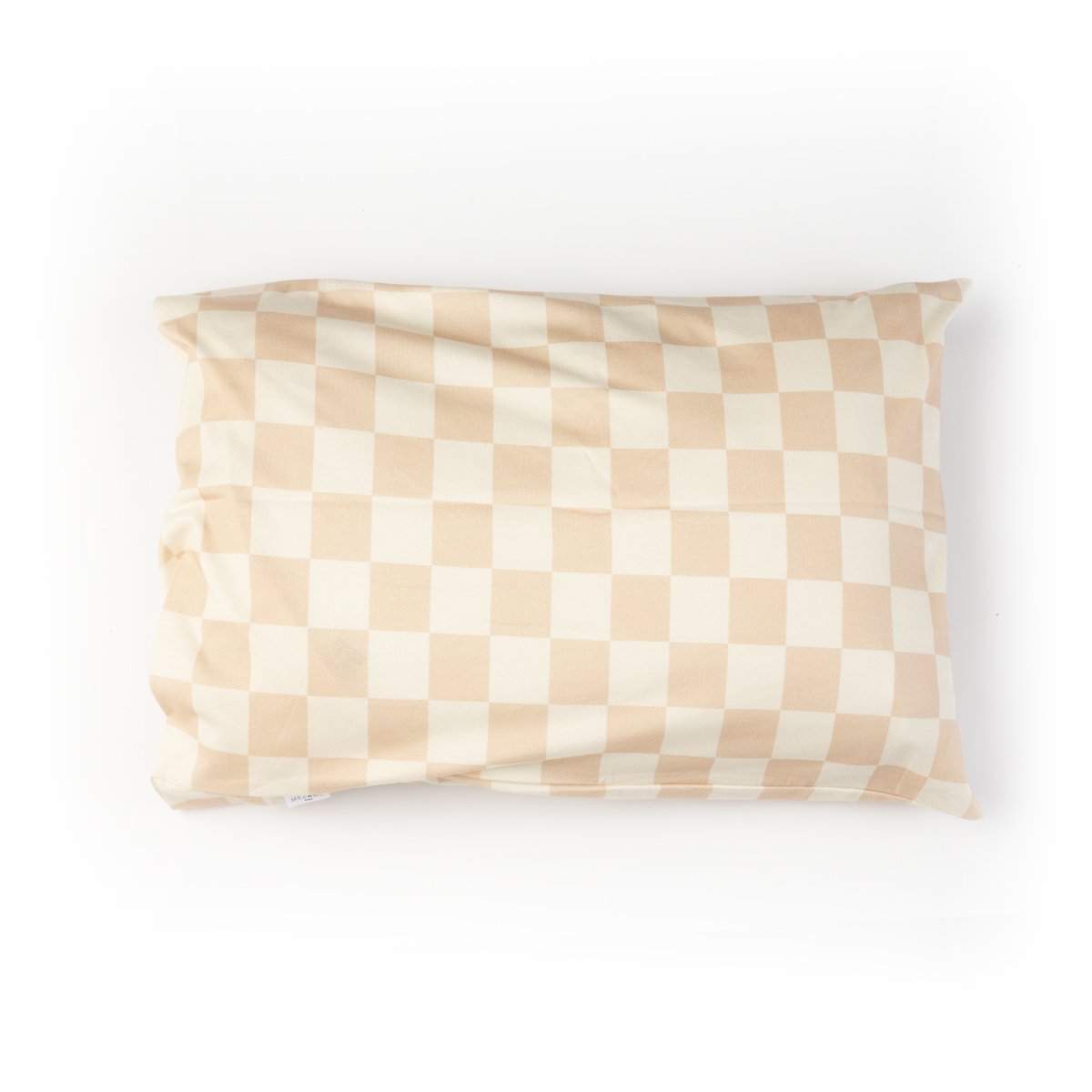 parure linge de lit enfant bébé jersey tout doux imprimé damier rose oreiller rectangle