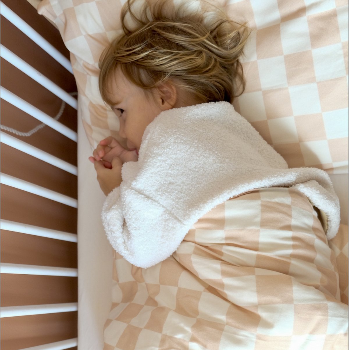 parure linge de lit jersey tout doux imprimé damier rose