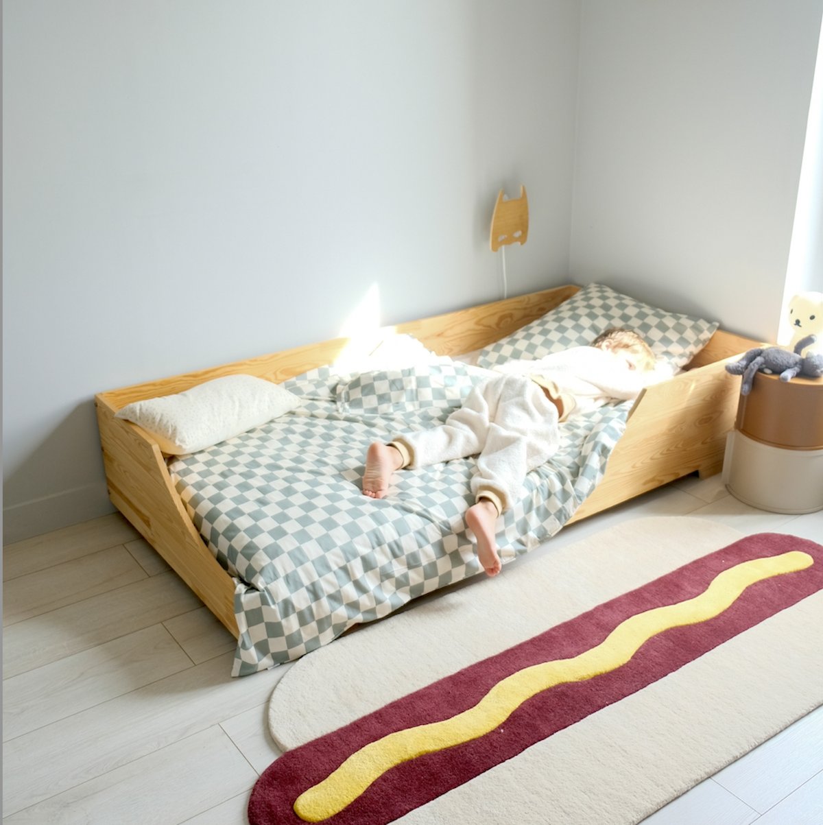 parure linge de lit bébé jersey tout doux imprimé damier vert