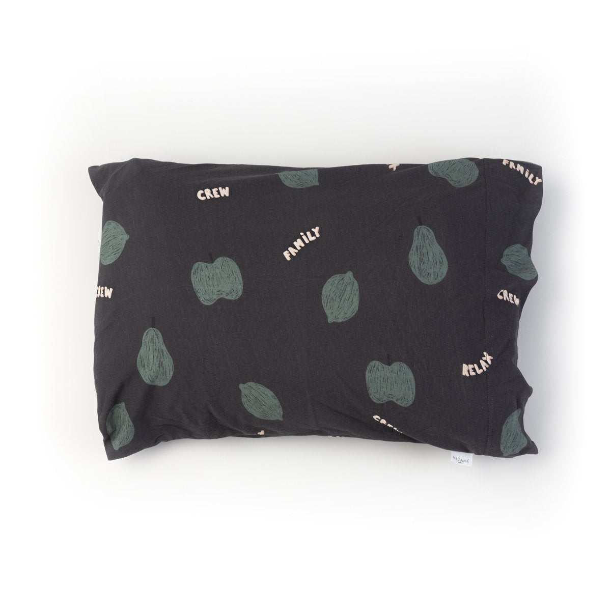 parure linge de lit enfant bébé jersey tout doux imprimé fruité coloris foncé oreiller rectangle