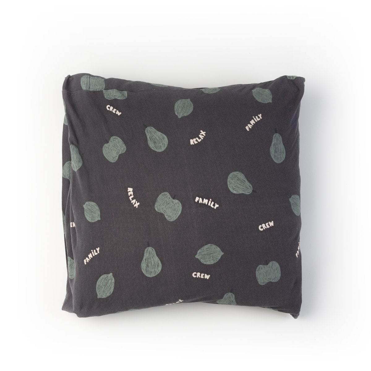 parure linge de lit enfant bébé jersey tout doux imprimé fruité coloris foncé oreiller carré