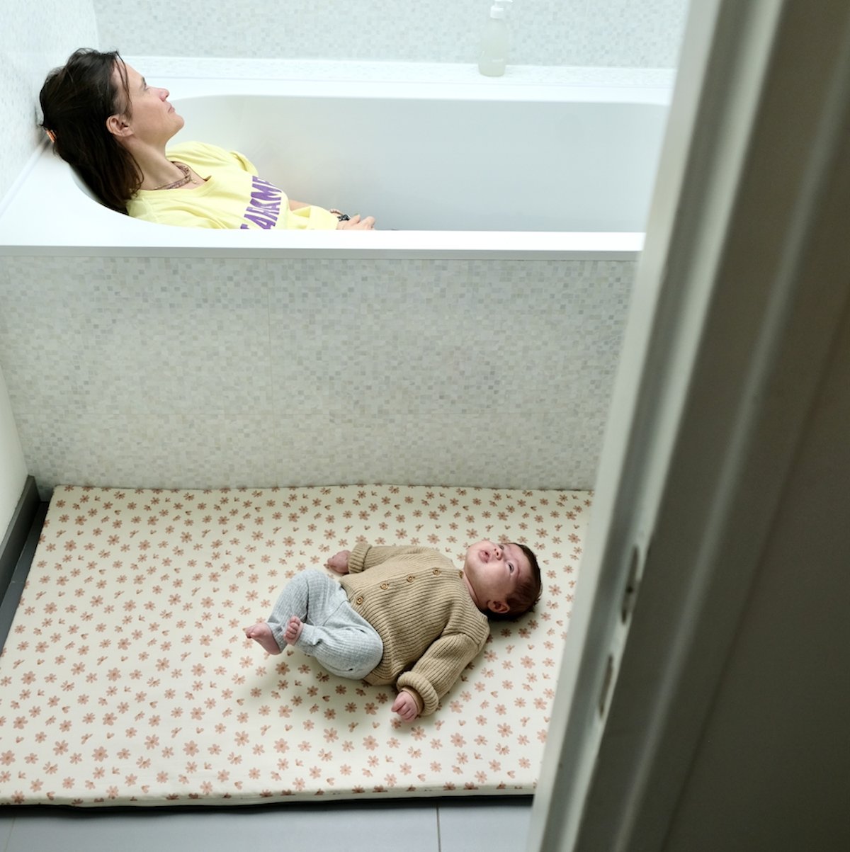 rallonge tapis d'eveil motricite grand format bébé enfant fleuri 