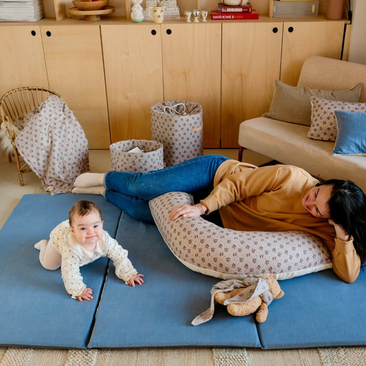 rallonge pour tapis d eveil  motricite et jeux bebe enfant grand format XXL uni bleu denim