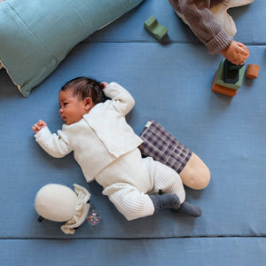 extension for baby and child activity, motor skills and play mat – large XXL format, plain blue