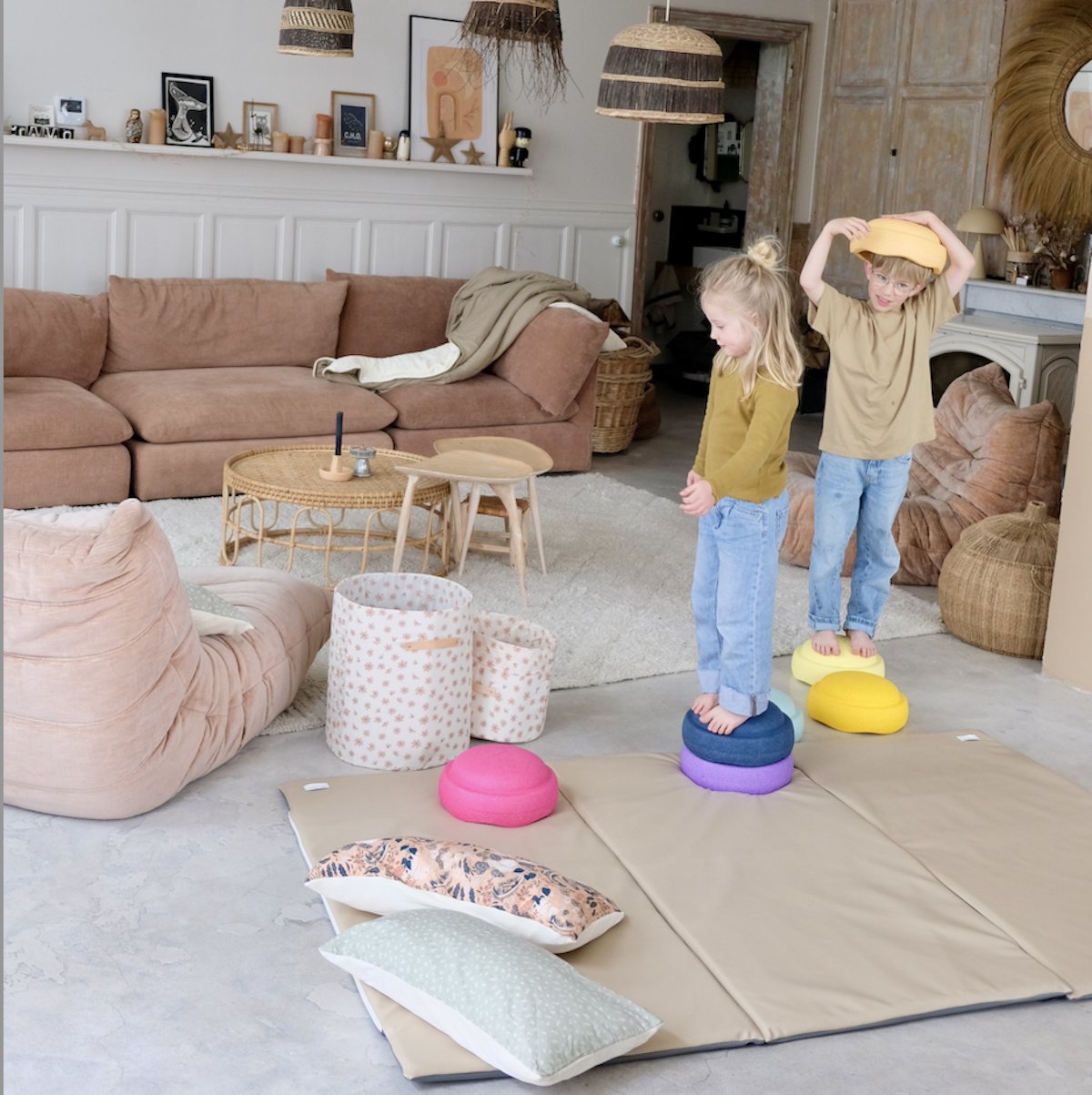 rallonge pour tapis d eveil waterproof motricite et jeux bebe enfant grand format XXL waterproof uni beige sésame
