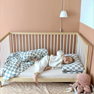 baby and toddler super-soft jersey pillowcase, green checkerboard print
