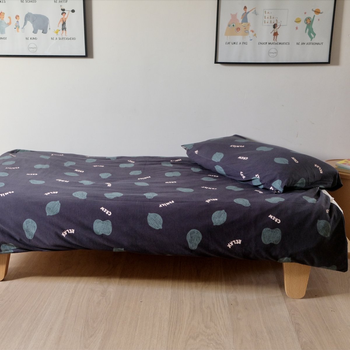 taie d'oreiller jersey tout doux imprimé fruité coloris foncé