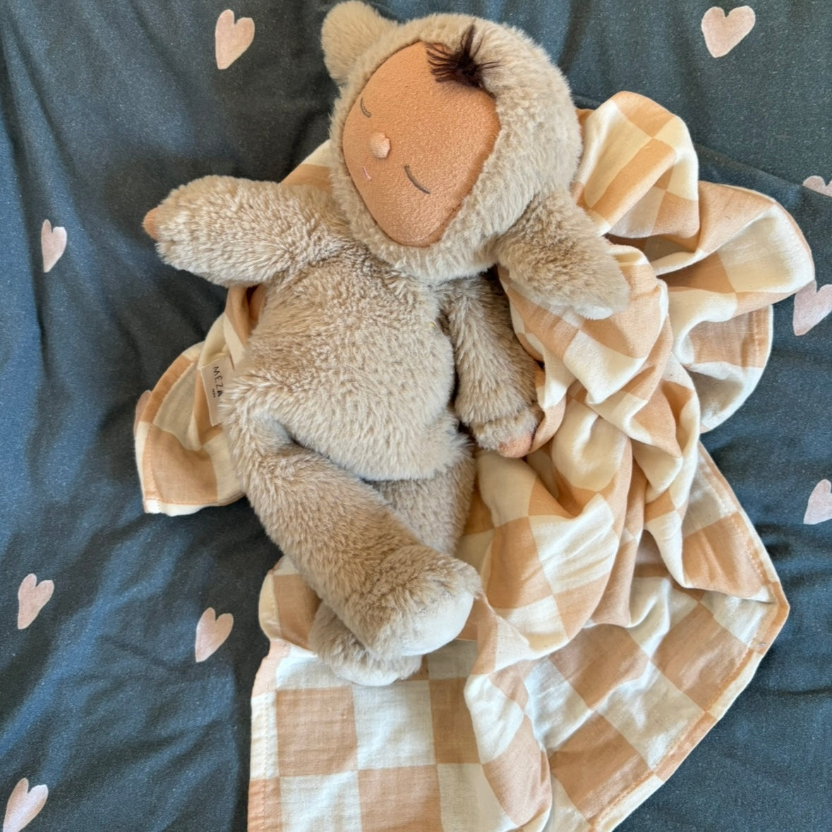 lange gaze de coton indispensable damier rose