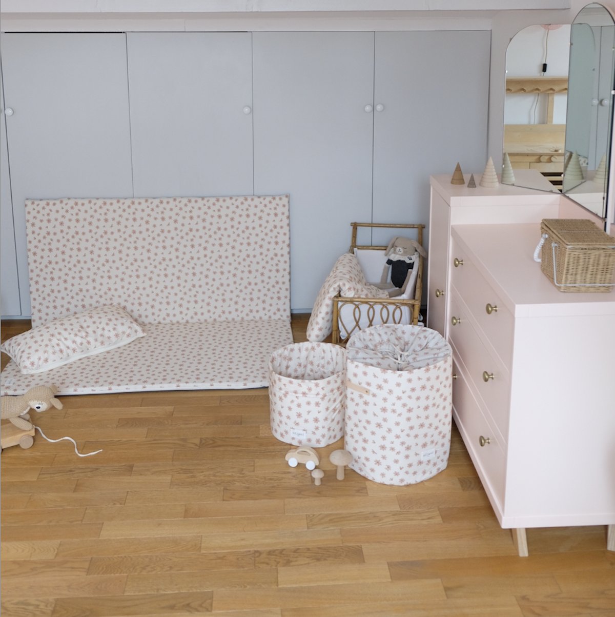panier de rangement grand format fleuri 