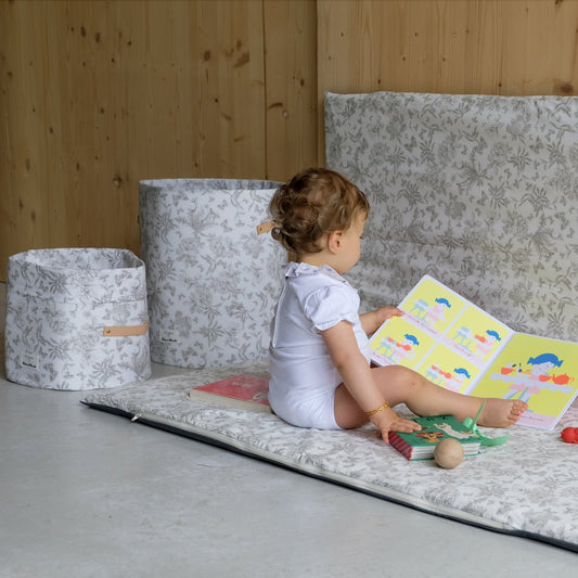 panier de rangement jouet  grand format bebe enfant  collaboration tartine&chocolat coloris gris 