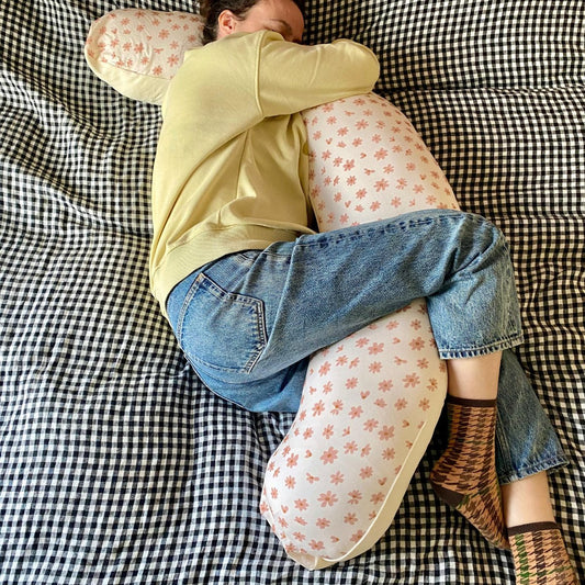 coussin d'allaitement et maternite sans microbilles en jersey fleuri 