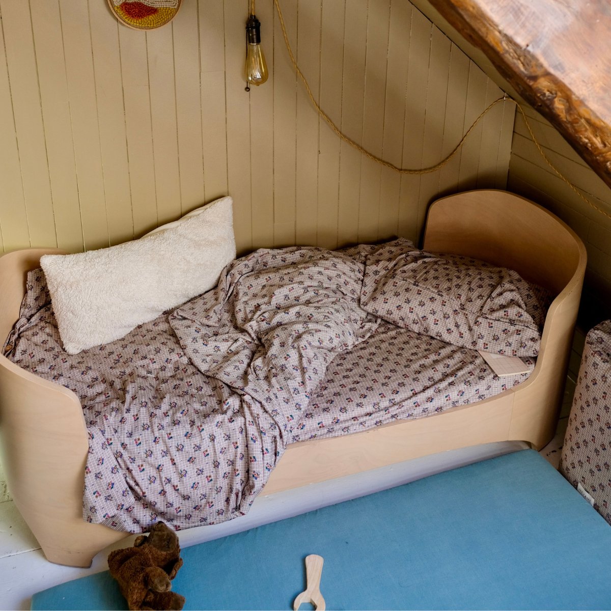 drap housse linge de lit enfant bébé jersey tout doux imprimé fleurs et carreaux cottage