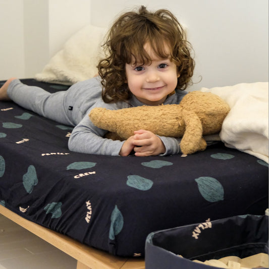 drap housse jersey tout doux imprimé fruité coloris foncé